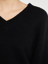 TOTEME - V-Neck Wool Cashmere Knit in Black