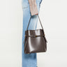 TOTEME - Belted Leather Bucket Bag in Bark