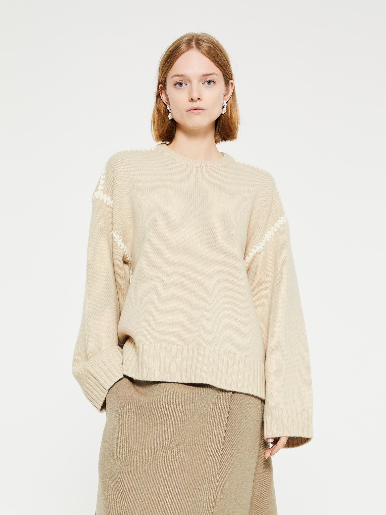 TOTEME - Embroidered Wool Cashmere Knit in Harvest