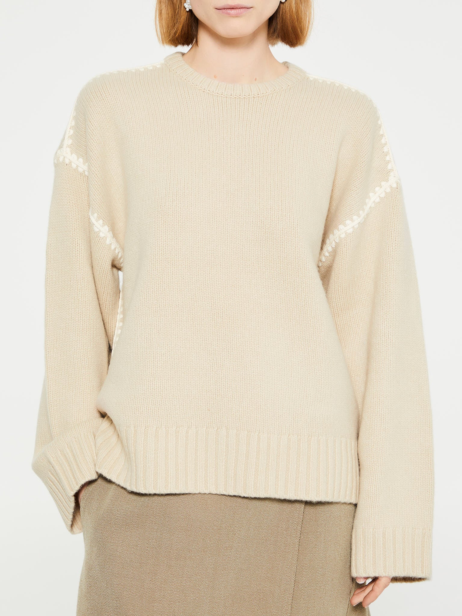 TOTEME - Embroidered Wool Cashmere Knit in Harvest