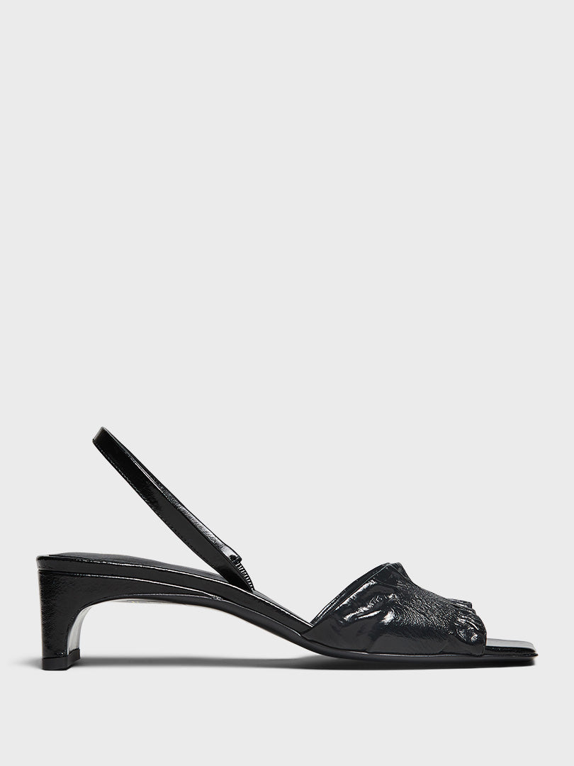 TOTEME - The Gathered Scoop-Heels Sandals in Black