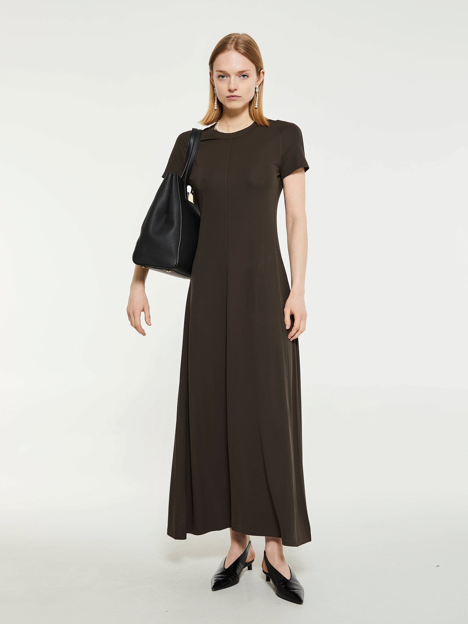 TOTEME - Fluid Jersey Dress in Pepper