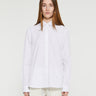Toteme - Signature Cotton Shirt in White and Ochre Pinstripe