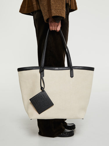 TOTEME - Canvas Travel Tote Bag in Ecru and black