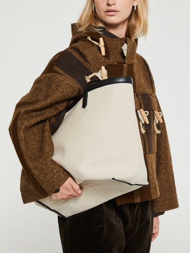 TOTEME - Canvas Travel Tote Bag in Ecru and black