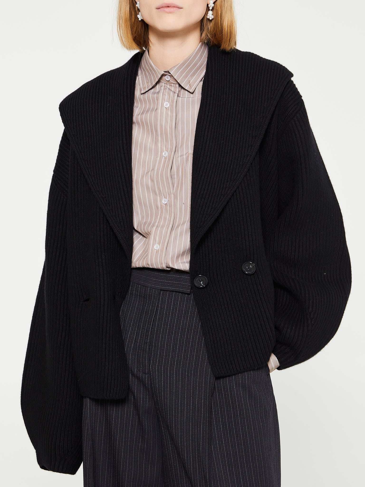 TOTEME - Shawl-Lapel Cardigan in Black