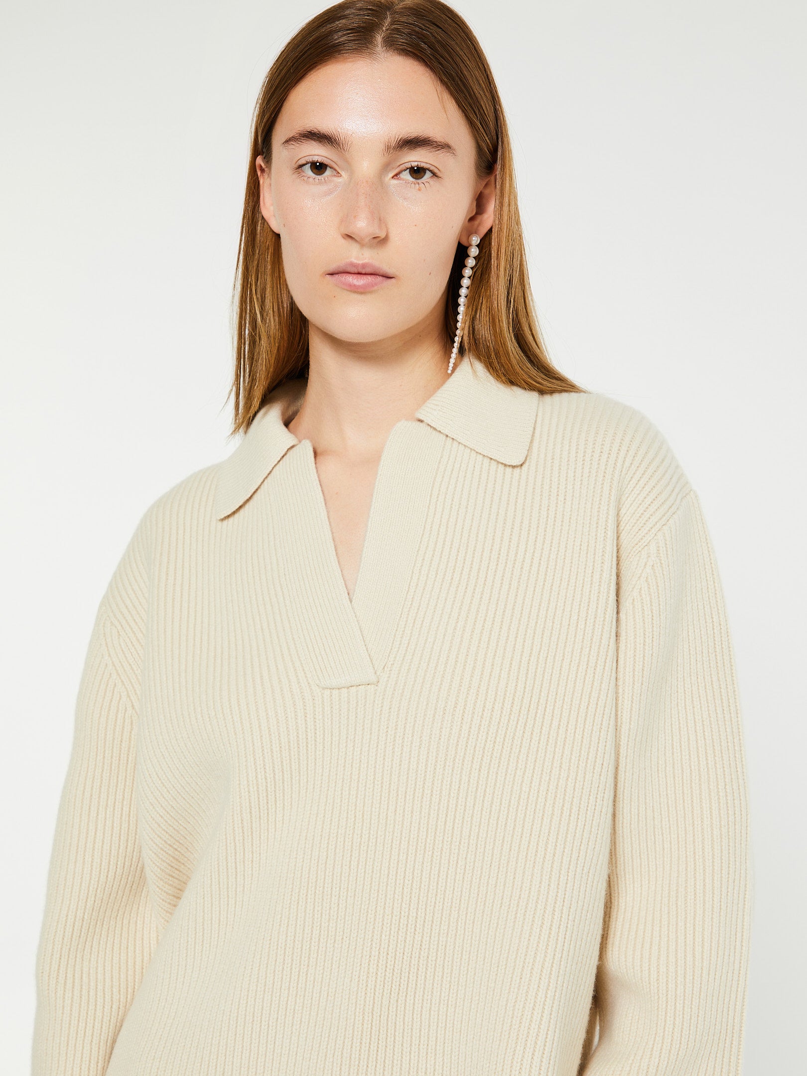 TOTEME - Ribbed Polo Knit in Macadamia – stoy