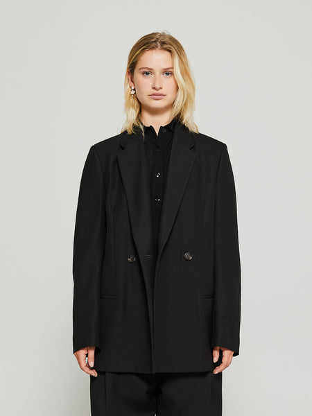 TOTEME Double Breasted Blazer in Black Stoy