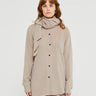 TOTEME - Scarf-Collar Fluid Shirt in Light Brown Mélange