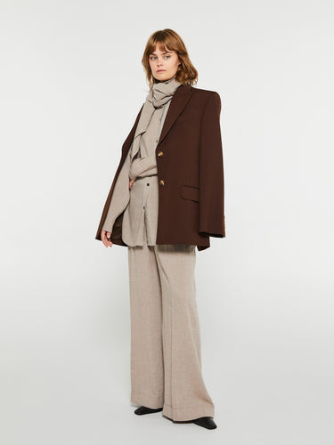 TOTEME - Scarf-Collar Fluid Shirt in Light Brown Mélange