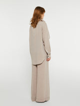 TOTEME - Scarf-Collar Fluid Shirt in Light Brown Mélange