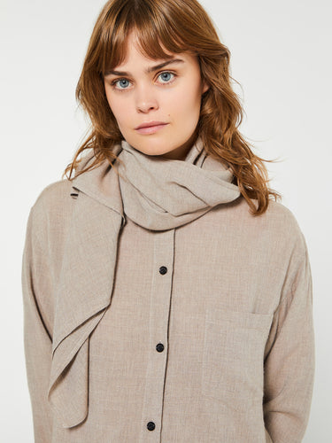 TOTEME - Scarf-Collar Fluid Shirt in Light Brown Mélange