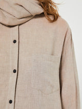 TOTEME - Scarf-Collar Fluid Shirt in Light Brown Mélange