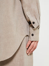 TOTEME - Scarf-Collar Fluid Shirt in Light Brown Mélange