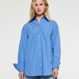 Kimono Sleeve Poplin Shirt in Blue