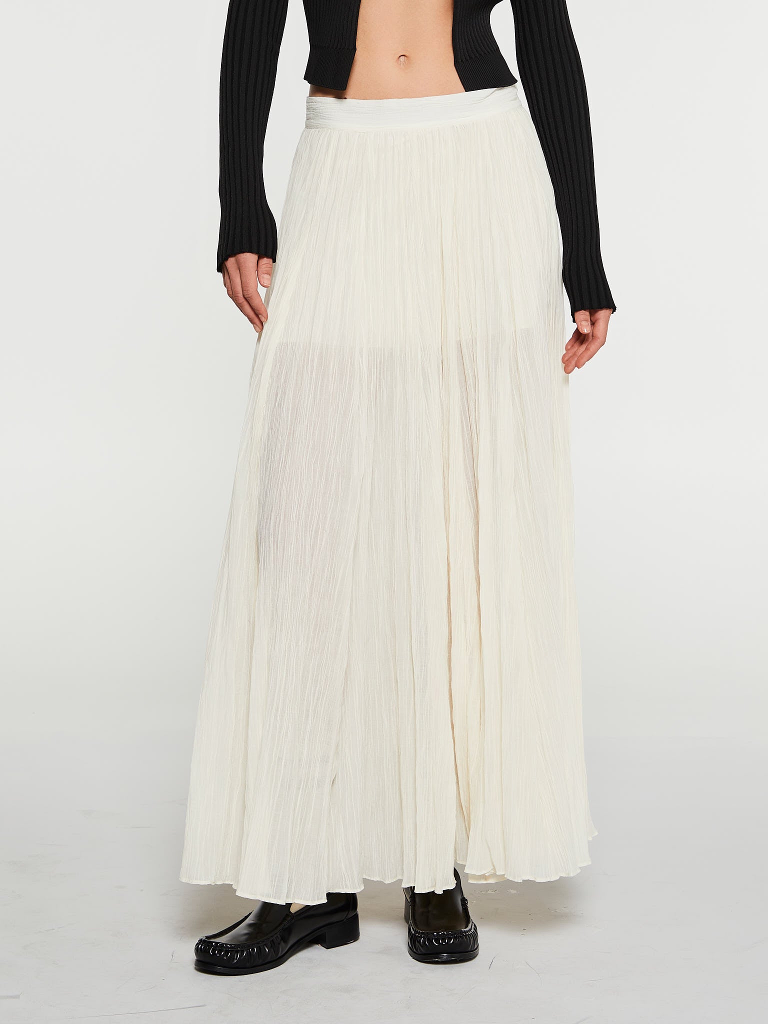 Crinckled Plissé Skirt in White