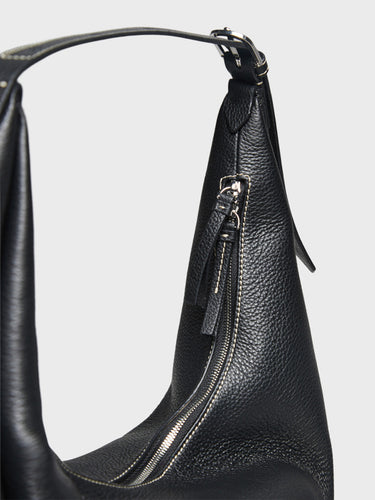 TOTEME - Belt Hobo Bag in Black Grain