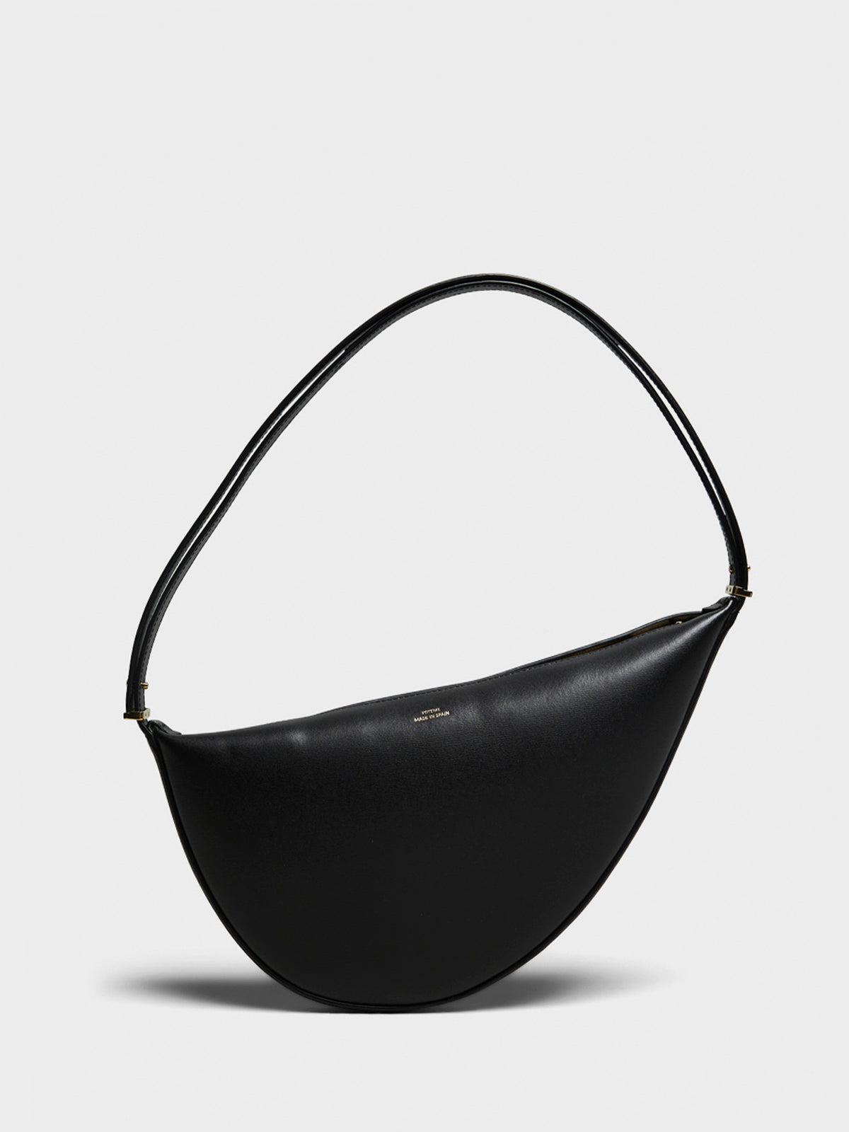 Leather Scooped Sling Bag in Black