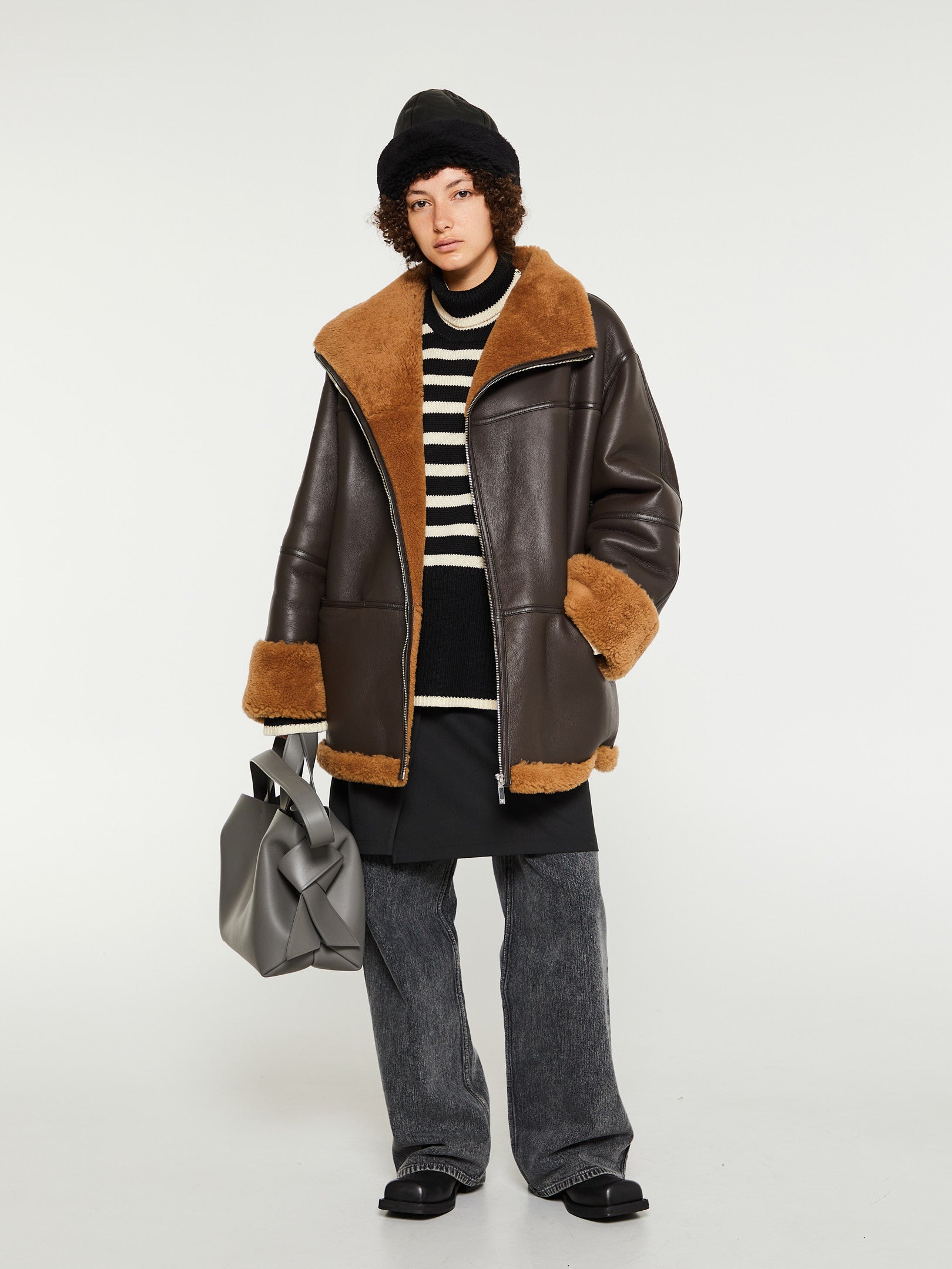 Signature Shearling Jacket in Chocolate