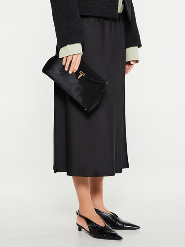 TOTEME - T-Lock Clutch in Black Pony Hair