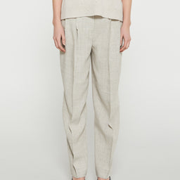 Toteme - Double-Pleated Tailored Trousers in Oat Melange