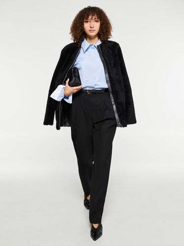 TOTEME - Double-Pleated Tailored Trousers in Black