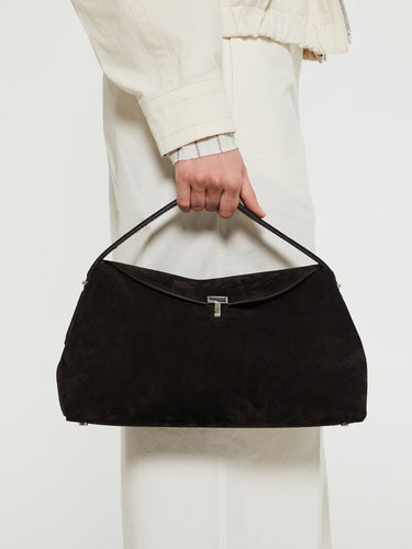 TOTEME - T-Lock Suede Top Handle Bag in Espresso