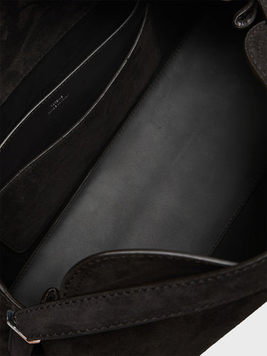 TOTEME - T-Lock Suede Top Handle Bag in Espresso