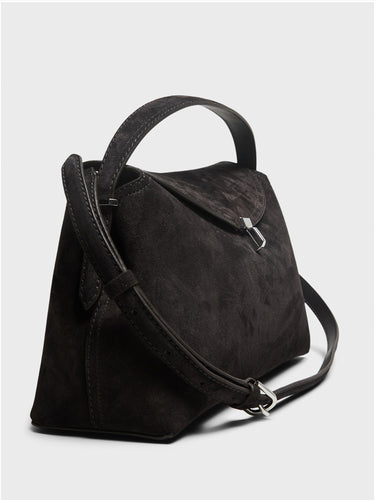 TOTEME - T-Lock Suede Top Handle Bag in Espresso