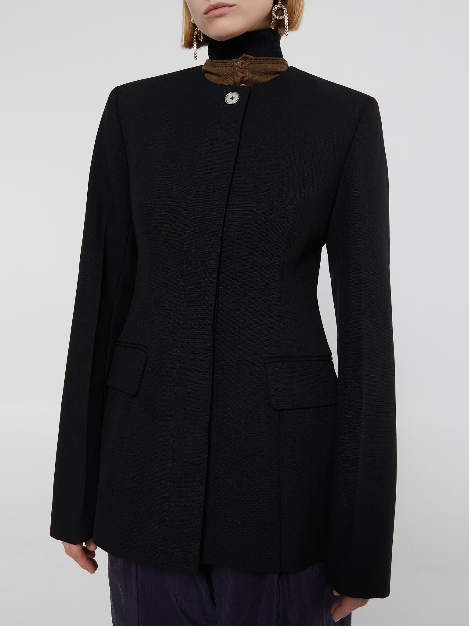 TOTEME - Collarless Cinched Jacket in Black