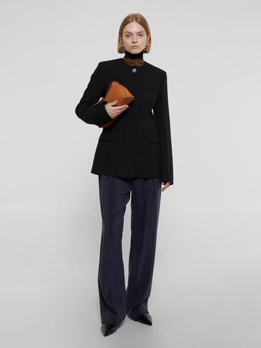 TOTEME - Collarless Cinched Jacket in Black
