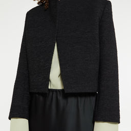 Cropped Bouclé Jacket in Black