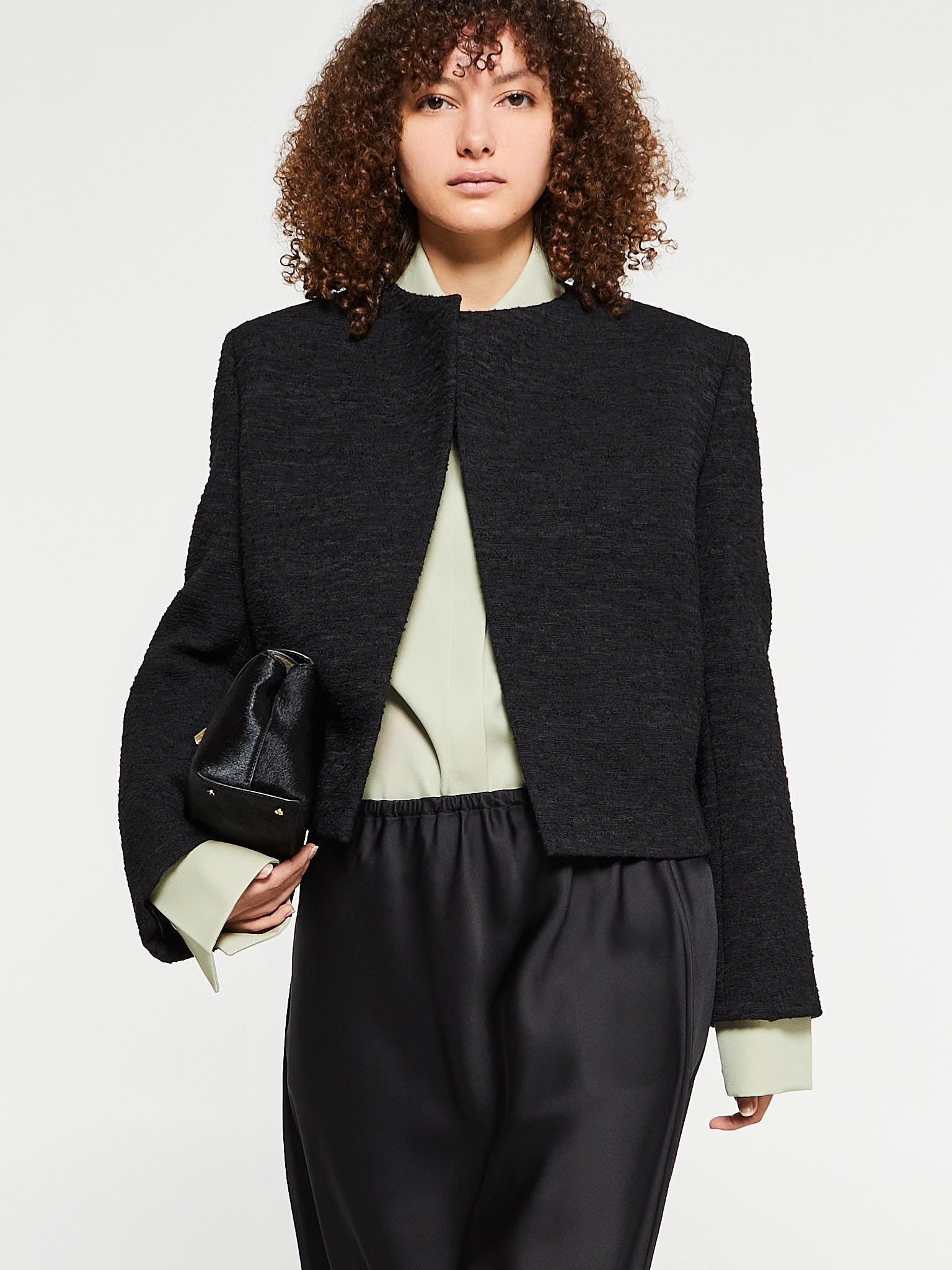 TOTEME - Cropped Bouclé Jacket in Black