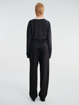 TOTEME - Fine V-Neck Knit in Charcoal Melange