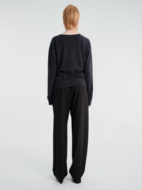 TOTEME - Fine V-Neck Knit in Charcoal Melange