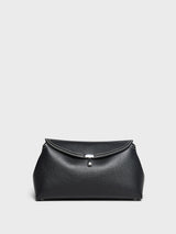 TOTEME - T-Lock Clutch in Black Grained Leather