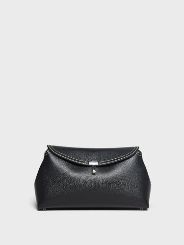 TOTEME - T-Lock Clutch in Black Grained Leather