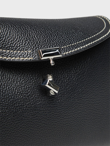 TOTEME - T-Lock Clutch in Black Grained Leather
