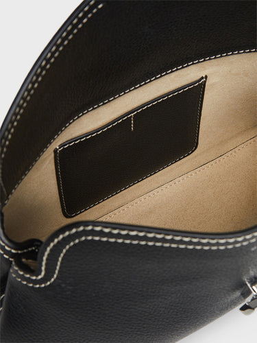 TOTEME - T-Lock Clutch in Black Grained Leather