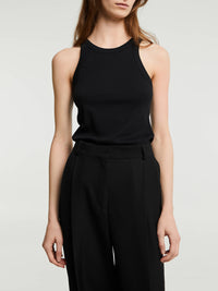TOTEME - Curved Ribbed Tank Top in Black