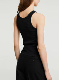 TOTEME - Curved Ribbed Tank Top in Black