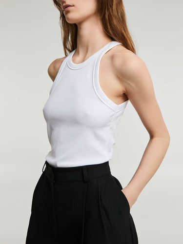 TOTEME - Curved Ribbed Tank Top in White