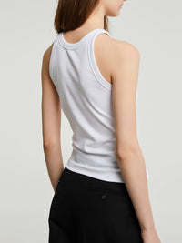TOTEME - Curved Ribbed Tank Top in White