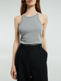 TOTEME - Curved Rib Tank Top in Grey Melange