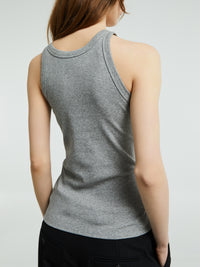TOTEME - Curved Rib Tank Top in Grey Melange