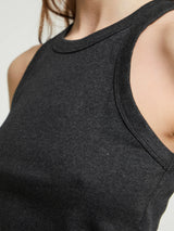 TOTEME - Curved Ribbed Tank Top in Charcoal Melange