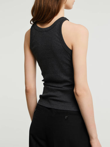 TOTEME - Curved Ribbed Tank Top in Charcoal Melange