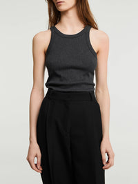 TOTEME - Curved Ribbed Tank Top in Charcoal Melange