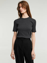 TOTEME - Classic Rib T-Shirt in Charcoal Melange