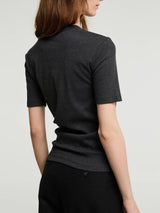 TOTEME - Classic Rib T-Shirt in Charcoal Melange